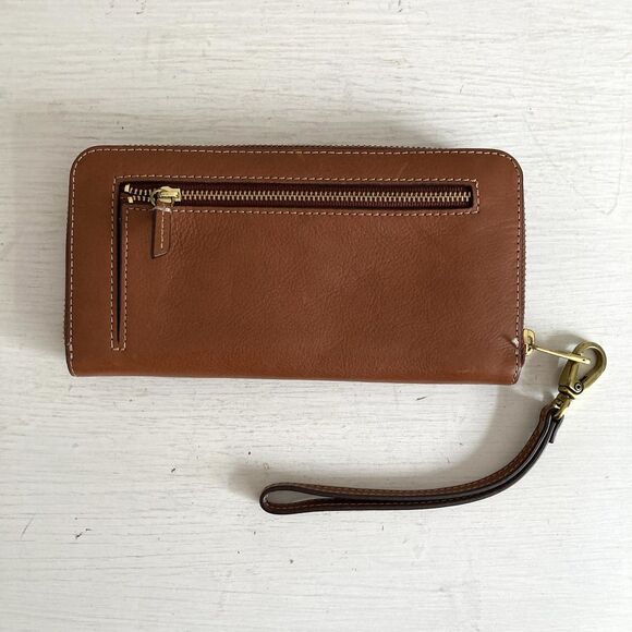 Fossil Emma Clutch Wallet Wristlet Brown Leather Zip Around Classic - Picture 5 of 12